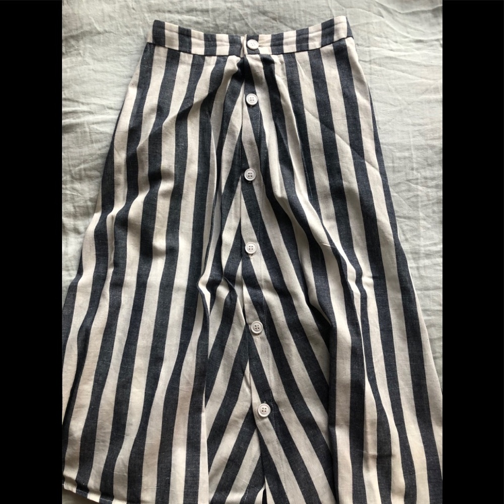 Never worn Shein blue & white striped midi skirt